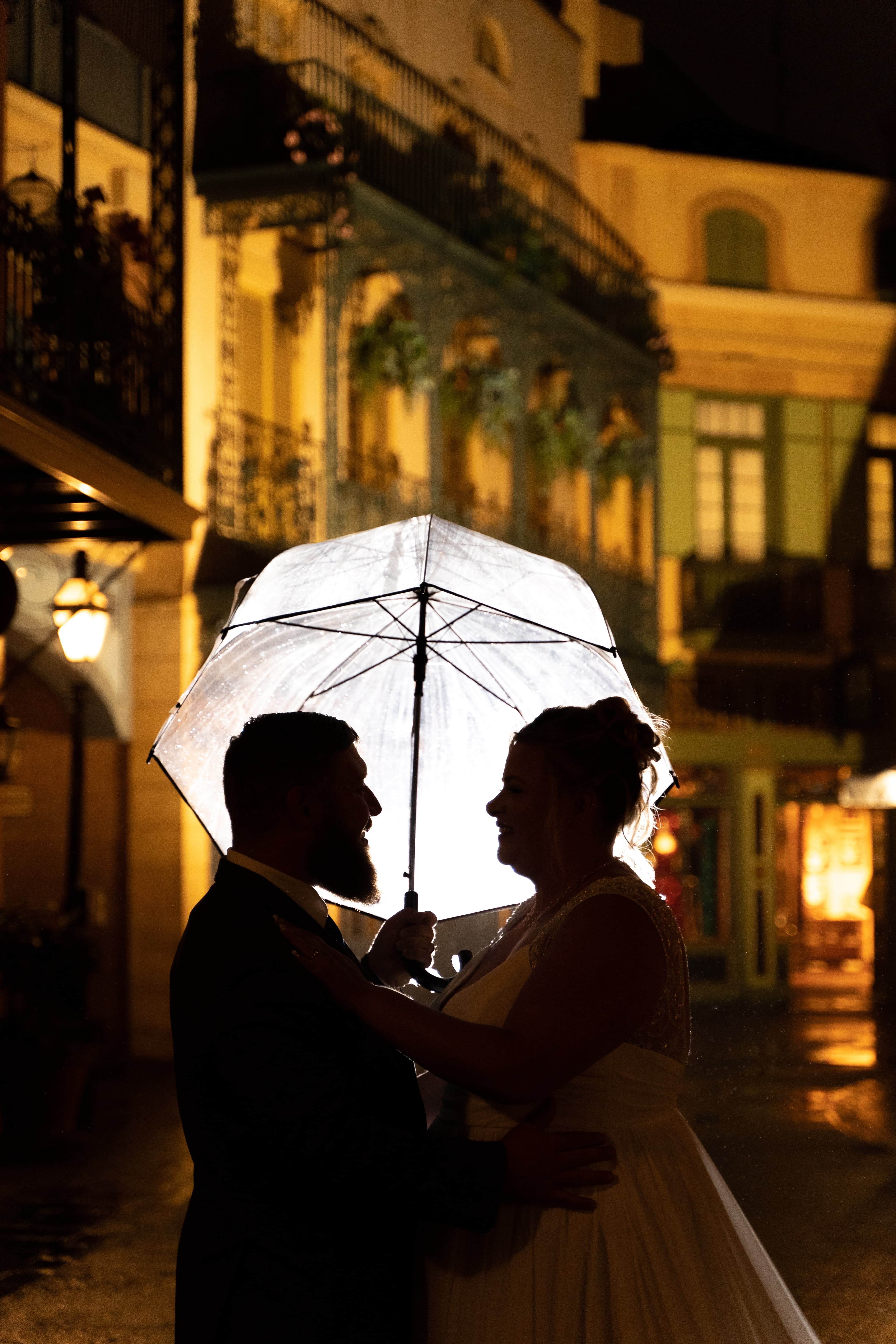 Umbrella, lantern light.