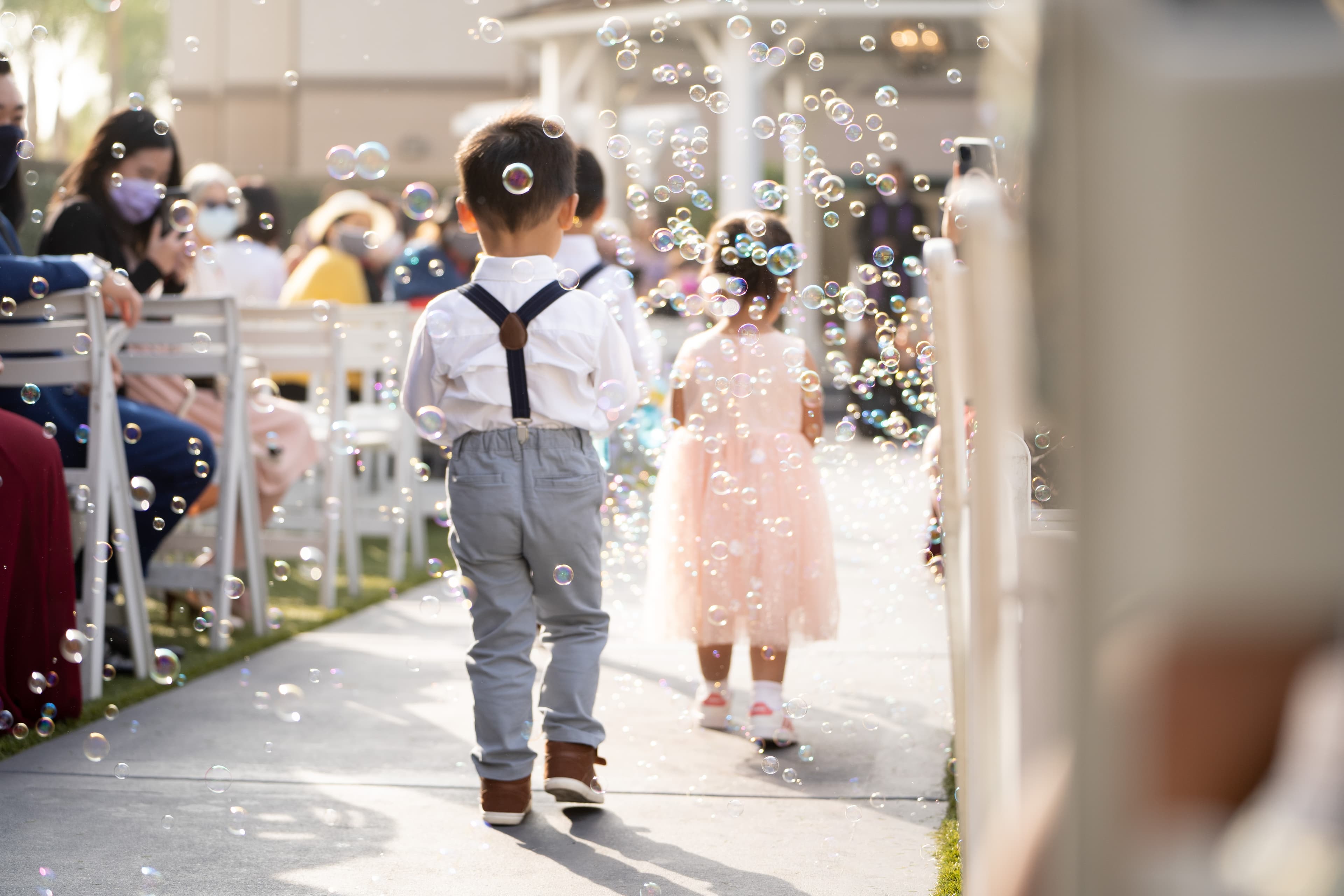 Bubbles down the aisle.