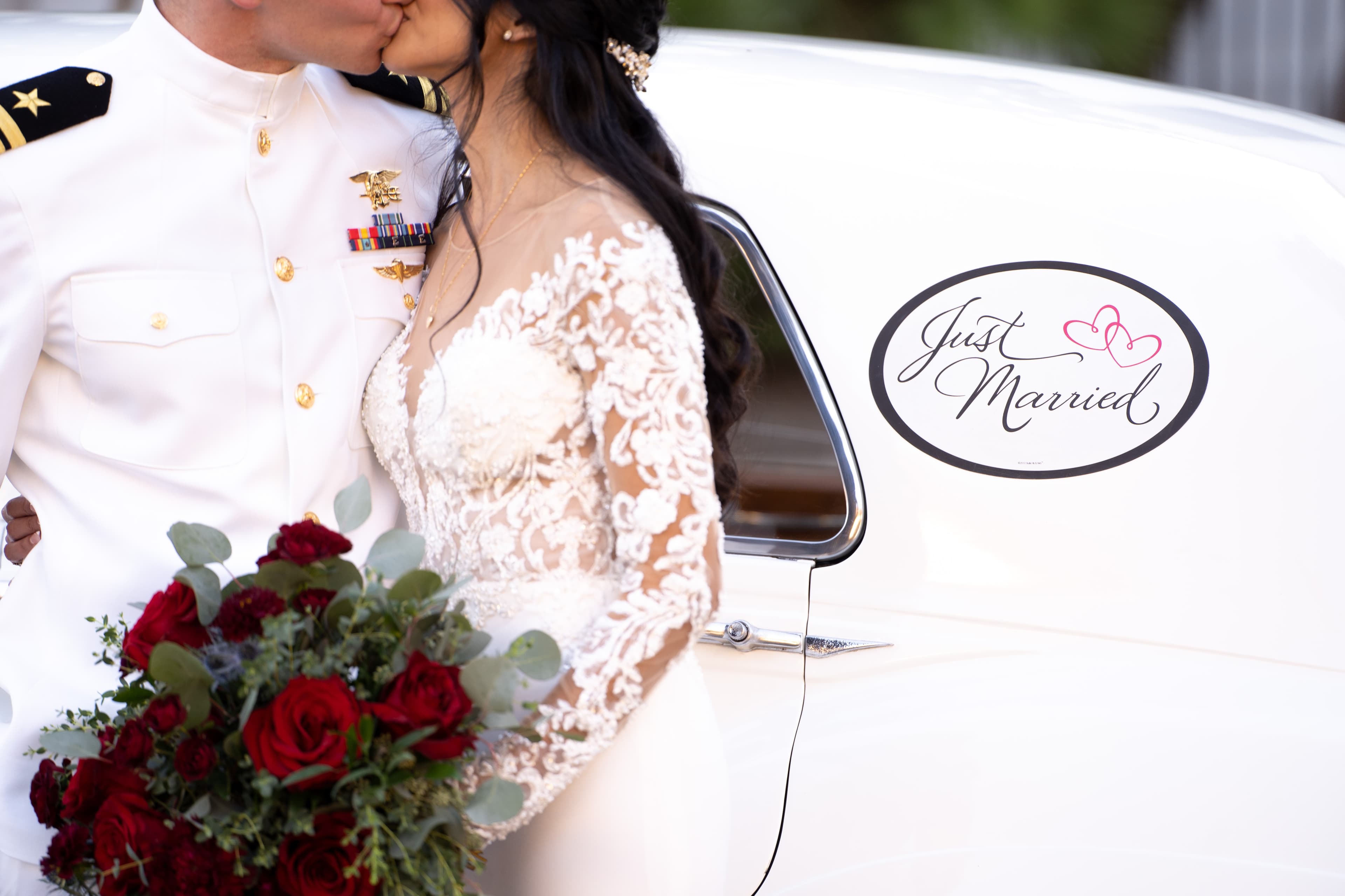 Just married, dress whites.